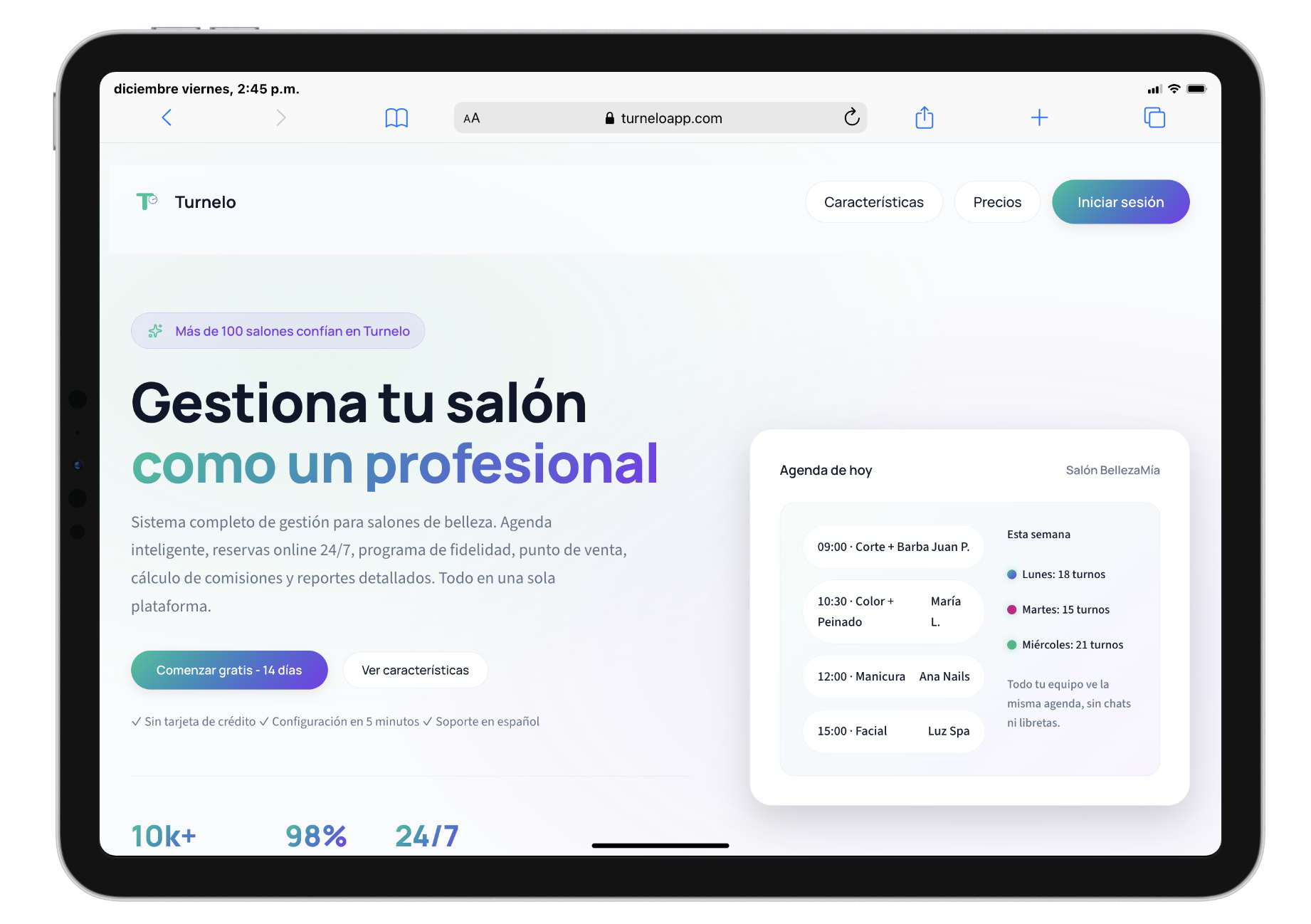 Landing page TurneloApp